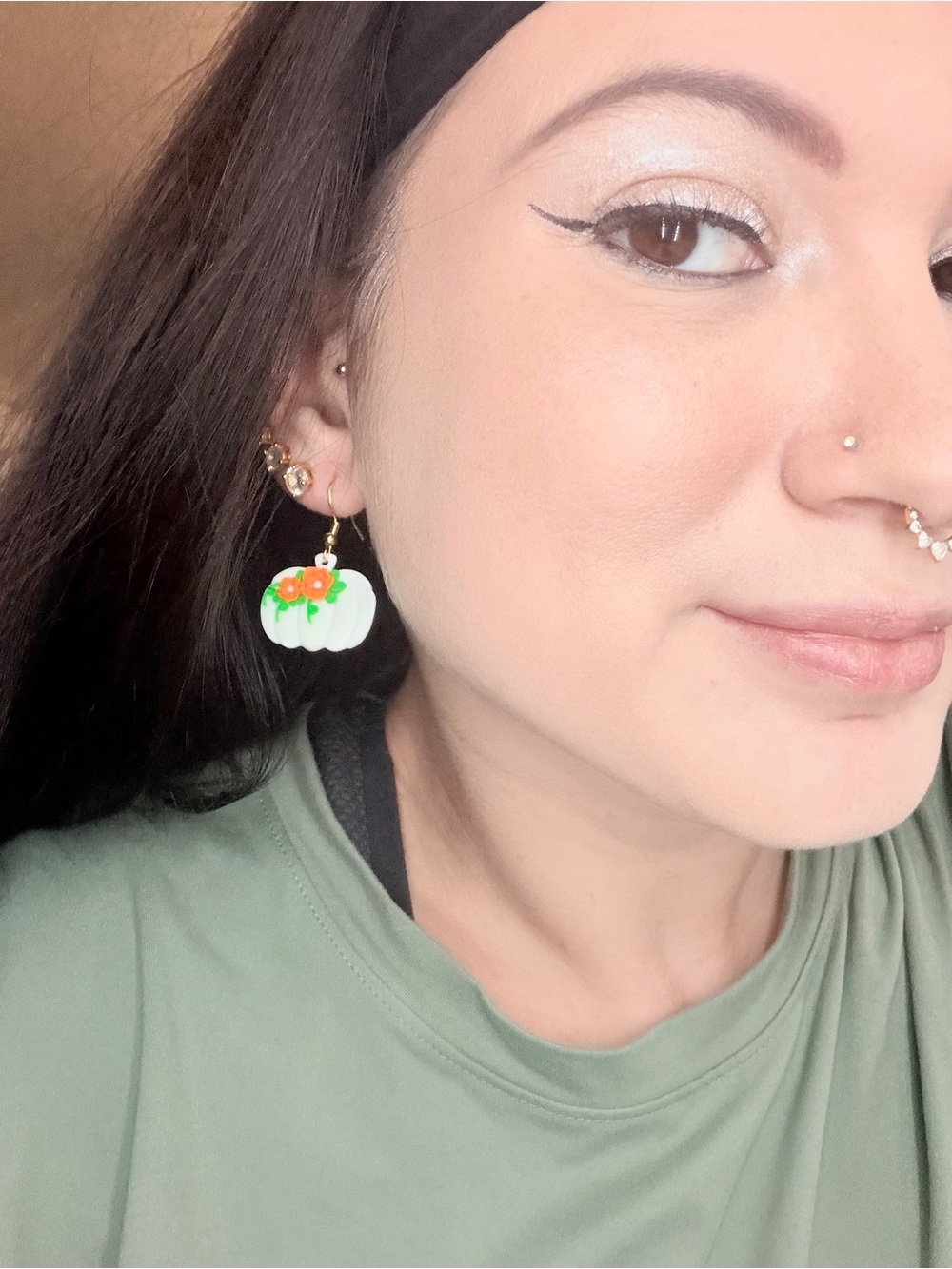 Set Of 3 White Pumpkin Floral Drop Earrings - Women Jewelry